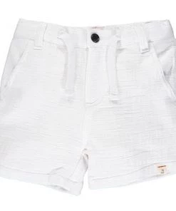 Me & Henry Gauze Drawstring Shorts In White