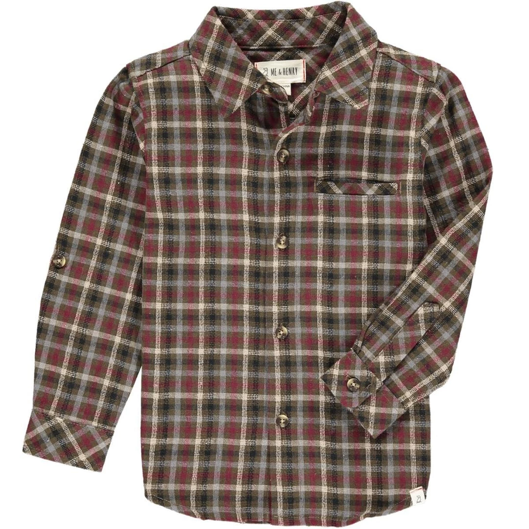 Me & Henry Brown & Rust Plaid Collared Shirt BOYS 1 Me & Henry Brown & Rust Plaid Collared Shirt BOYS