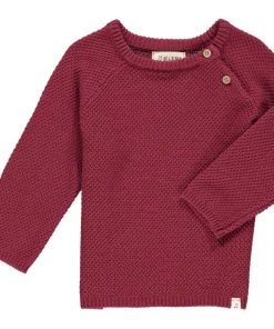 Me & Henry Button Sweater In Burgundy