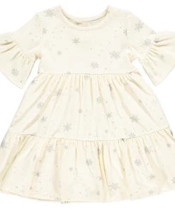 Vignette Snowflake Tiered Dress In Cream