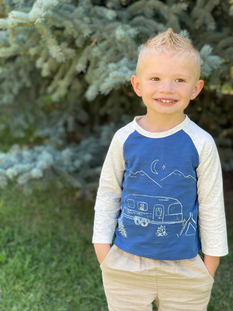 Ettie + H Blue Camping Printed Shirt BOYS 2 Ettie + H Blue Camping Printed Shirt BOYS