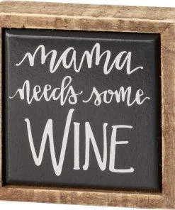 Primitives By Kathy Mama Needs Wine Mini Box Sign