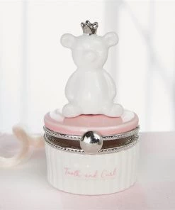 Mudpie Pink Bear Tooth & Curl Keepsake Box
