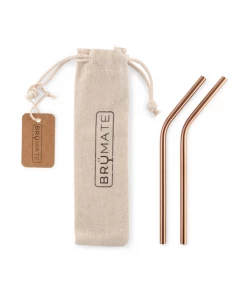BruMate Stainless Steel Reusable Wine Straws - Rose Gold GIFTS