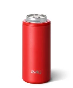 Swig Matte Red Skinny Can Cooler