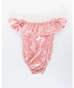 Baileys Blossom Pink Floral Flutter Sleeve Leotard GIRLS