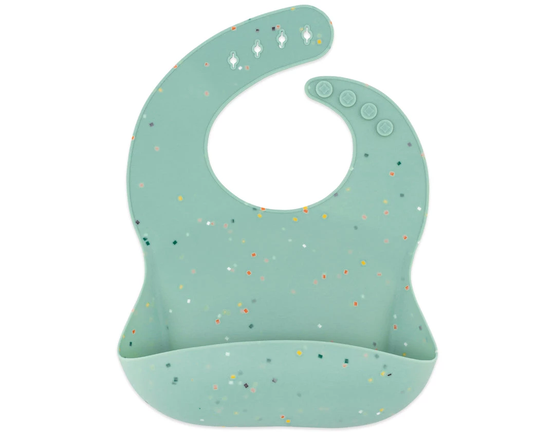 Ava + Oliver GIFTS Silicone Confetti Bib | Sage 1 Ava + Oliver GIFTS Silicone Confetti Bib | Sage