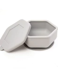 Tiny Twinkle Silicone Suction Bowl + Lid Set - Grey