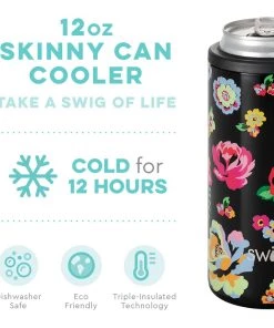 Swig Fleur Noir Skinny Can Cooler