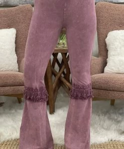 Fashiongo: Chatoyant BOTTOMS Fringed Crochet Washed Bell Bottom Flare Pants In Rose