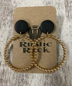 Golden Stella ACCESSORIES Circle Ball Hoop Earrings In Black