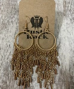 Golden Stella Metal Tassel Earrings In Brown