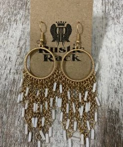 Golden Stella ACCESSORIES Metal Tassel Earrings In White