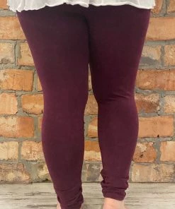 Fashiongo: Chatoyant Washed Leggings In Burgundy BOTTOMS