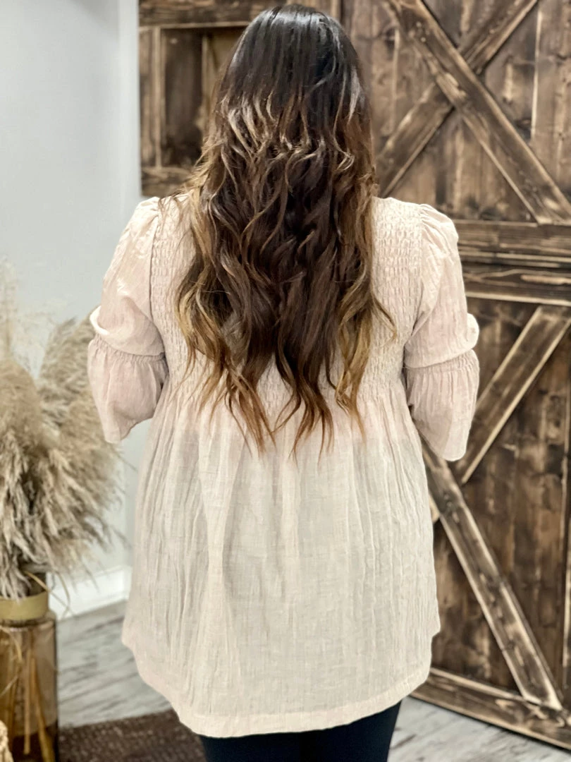 Oddi Smocked Keyhole Babydoll Top 2 Oddi Smocked Keyhole Babydoll Top