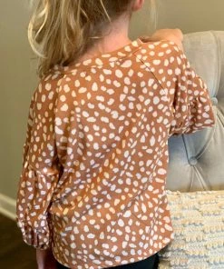 Oddi Spotted Brushed Knit Top With Balloon Sleeves