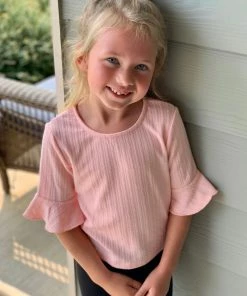 Hayden Of Los Angeles Ribbed Flare Sleeve Top