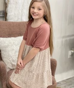 Oddi GIRLS Floral Color Block Dress