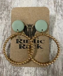 Golden Stella Circle Ball Hoop Earrings In Mint