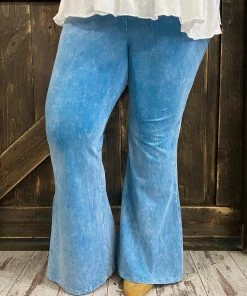Fashiongo: Chatoyant Washed Bell Bottom Flare Pants In Light Blue BOTTOMS
