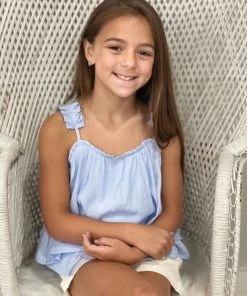 Hayden Of Los Angeles GIRLS Pleated Strap Tank Top In Blue