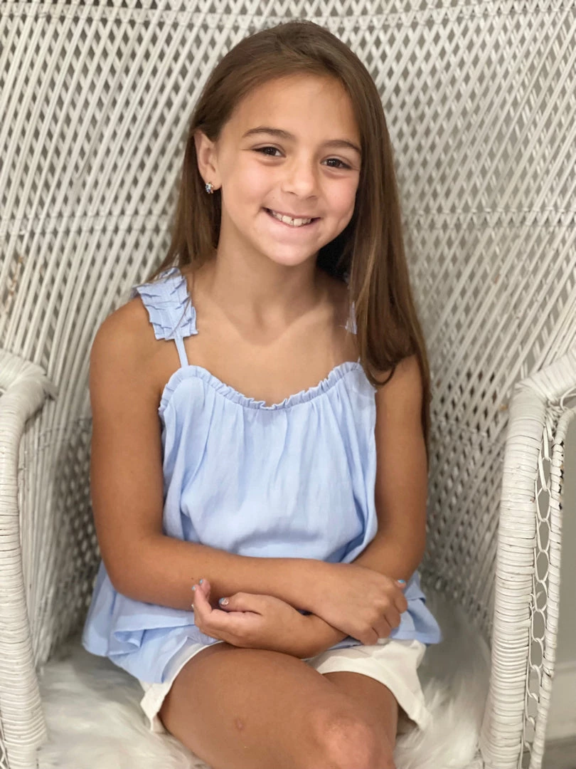 Hayden Of Los Angeles GIRLS Pleated Strap Tank Top In Blue 1 Hayden Of Los Angeles GIRLS Pleated Strap Tank Top In Blue