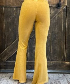 Fashiongo: Chatoyant Washed Bell Bottom Flare Pants In Amber