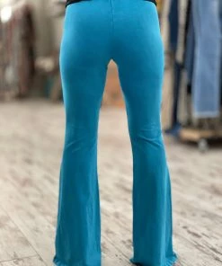 Fashiongo: Chatoyant Washed Bell Bottom Flare Pants In Turquoise BOTTOMS
