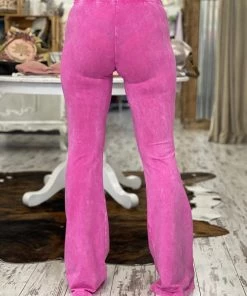 Fashiongo: Chatoyant Washed Bell Bottom Flare Pants In Pink BOTTOMS