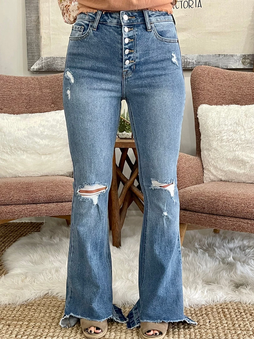 Cello Button Fly High Low Hem Flare Jean 1 Cello Button Fly High Low Hem Flare Jean