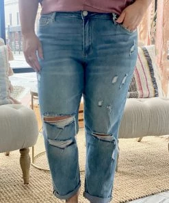 Vervet By Flying Monkey Distressed Stretch Boyfriend Jeans BOTTOMS