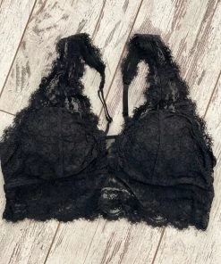 Easel Adjustable Strap Lace Bralette In Black