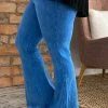 Fashiongo: Chatoyant Washed Bell Bottom Flare Pants In Ocean Blue BOTTOMS