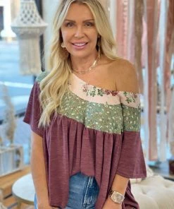 Flying Tomato Floral Color Block Loose Fit Top