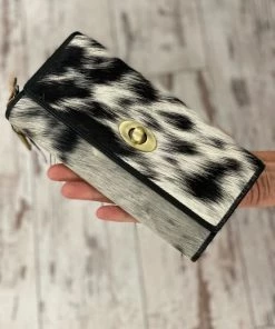 Myra Bag ACCESSORIES Black Hairon Twist Front Wallet