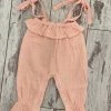 Honeydew Gauze Ruffle Romper In Peach GIRLS