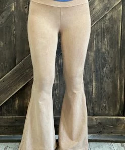 Fashiongo: Chatoyant Washed Bell Bottom Flare Pants With Pockets In Camel