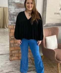 Fashiongo: Chatoyant Washed Bell Bottom Flare Pants In Ocean Blue BOTTOMS