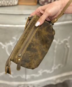 Myra Bag Leather Double Zipper Wristlet