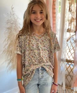 Hayden Of Los Angeles Floral Criss Cross Neck Top GIRLS