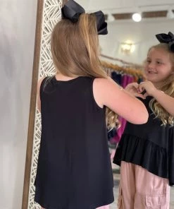 Gtog Ruffle Hem Tank Top In Black