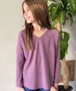 Hayden Of Los Angeles GIRLS Waffle Knit Raw Hem Top