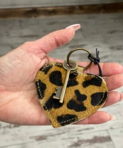 Myra Bag BAGS + BACKPACKS Hairon Heart Key Fob In Leopard