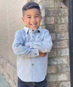 Me & Henry BOYS Grey Plaid Collared Shirt