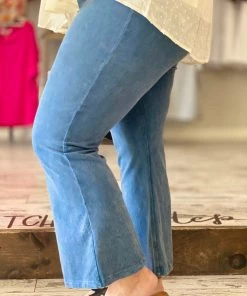 Fashiongo: Chatoyant Washed Cropped Bell Bottom Flare Pants In Light Blue