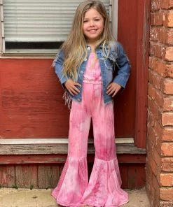 Michael GIRLS Tie Dye Bell Bottom Jumpsuit In Pink