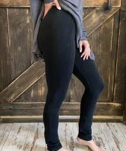 Fashiongo: Chatoyant Washed Leggings In Black BOTTOMS