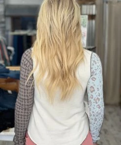 Bucket List TOPS Patchwork Rounded Hem Top