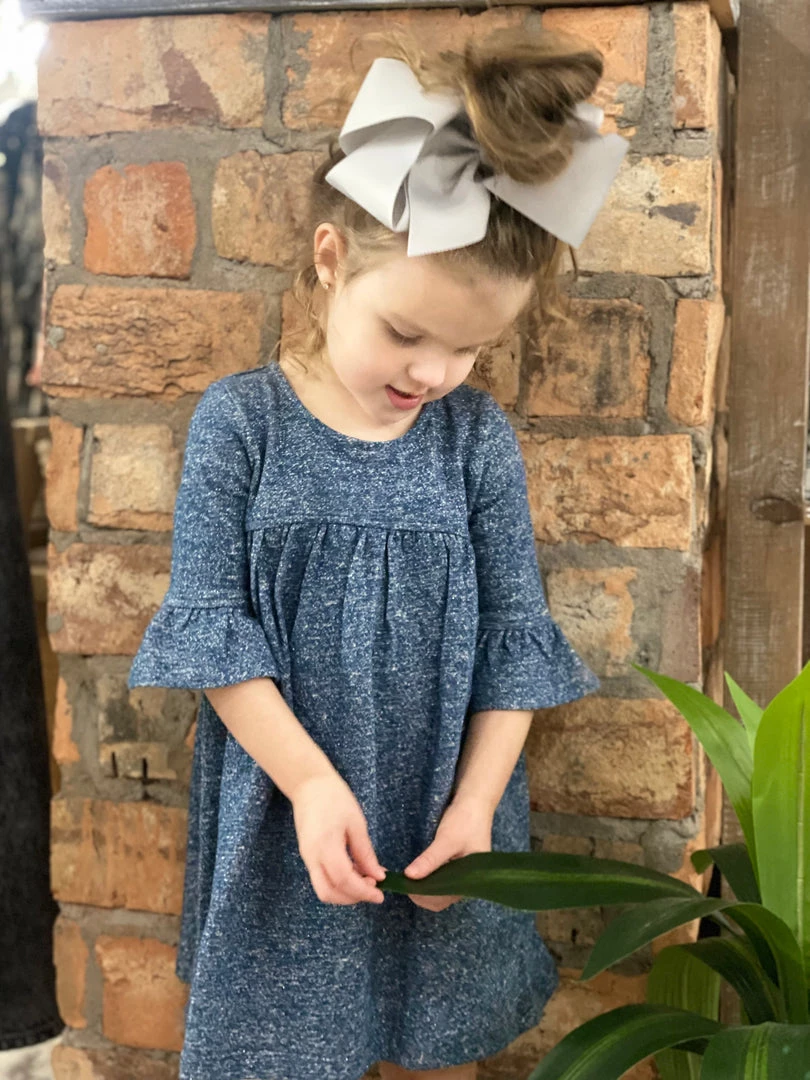 Vignette GIRLS Solid Ruffle Sleeve Dress In Blue 1 Vignette GIRLS Solid Ruffle Sleeve Dress In Blue