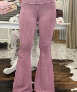 Fashiongo: Chatoyant Washed Bell Bottom Flare Pants With Pockets In Rose